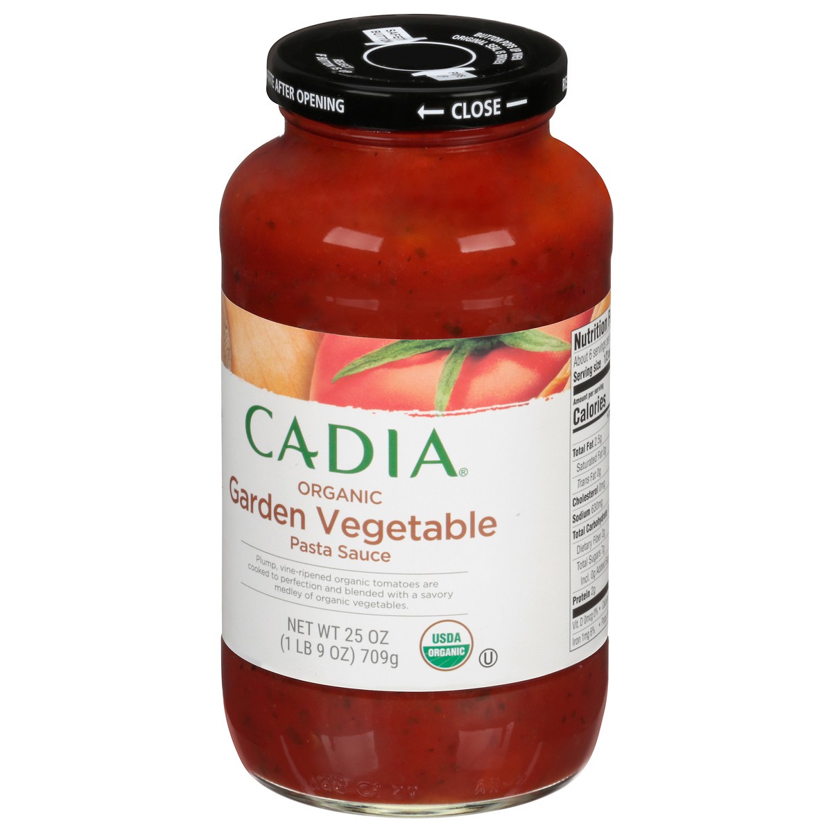 slide 6 of 13, Cadia Organic Garden Vegetable Pasta Sauce 25 oz, 25 oz