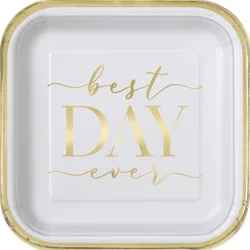 Unique Square Plate 7in Best Day Ever 8 Count