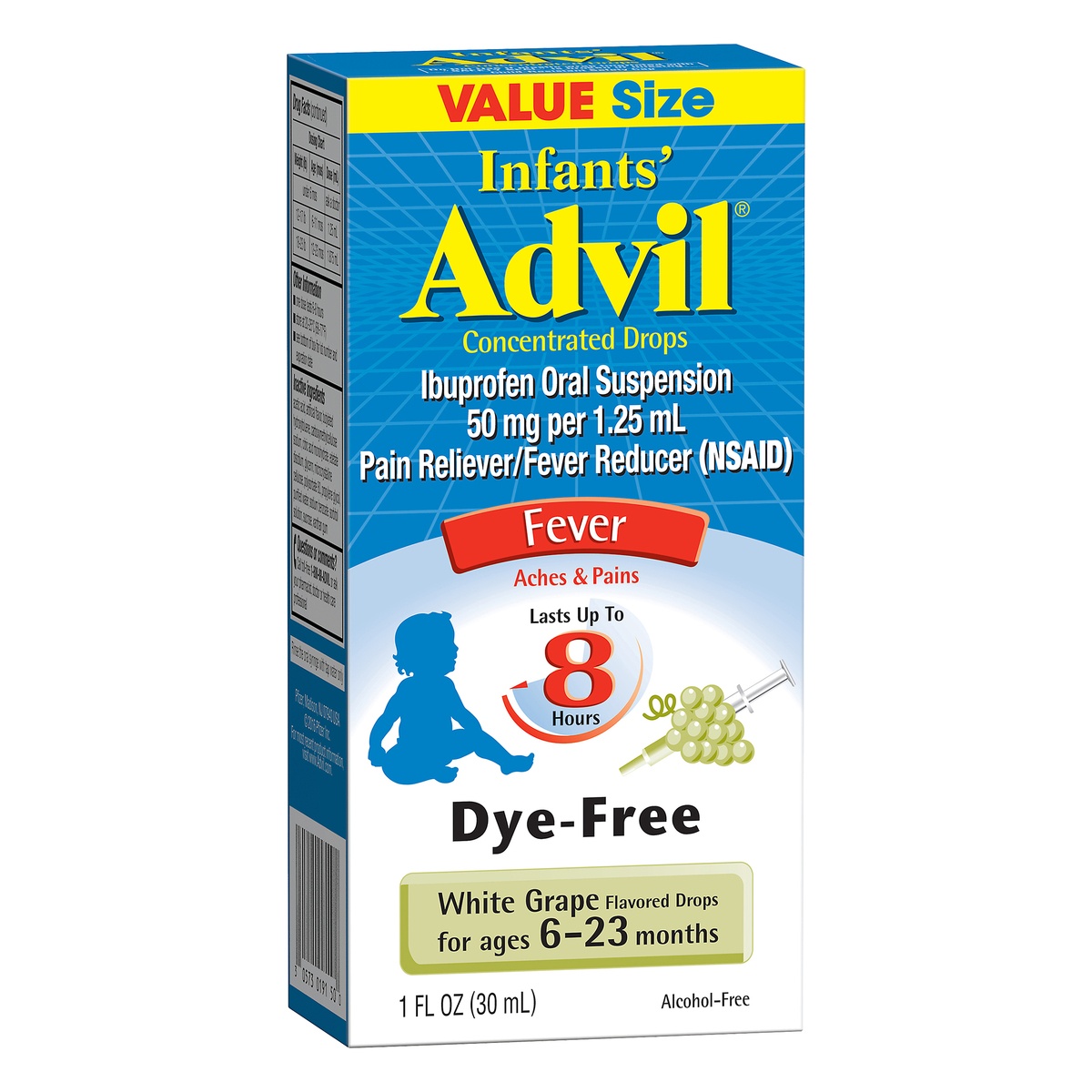 Infants' Advil Concentrated Drops Fever Reducer/Pain Reliever (Ibuprofen) in DyeFree White