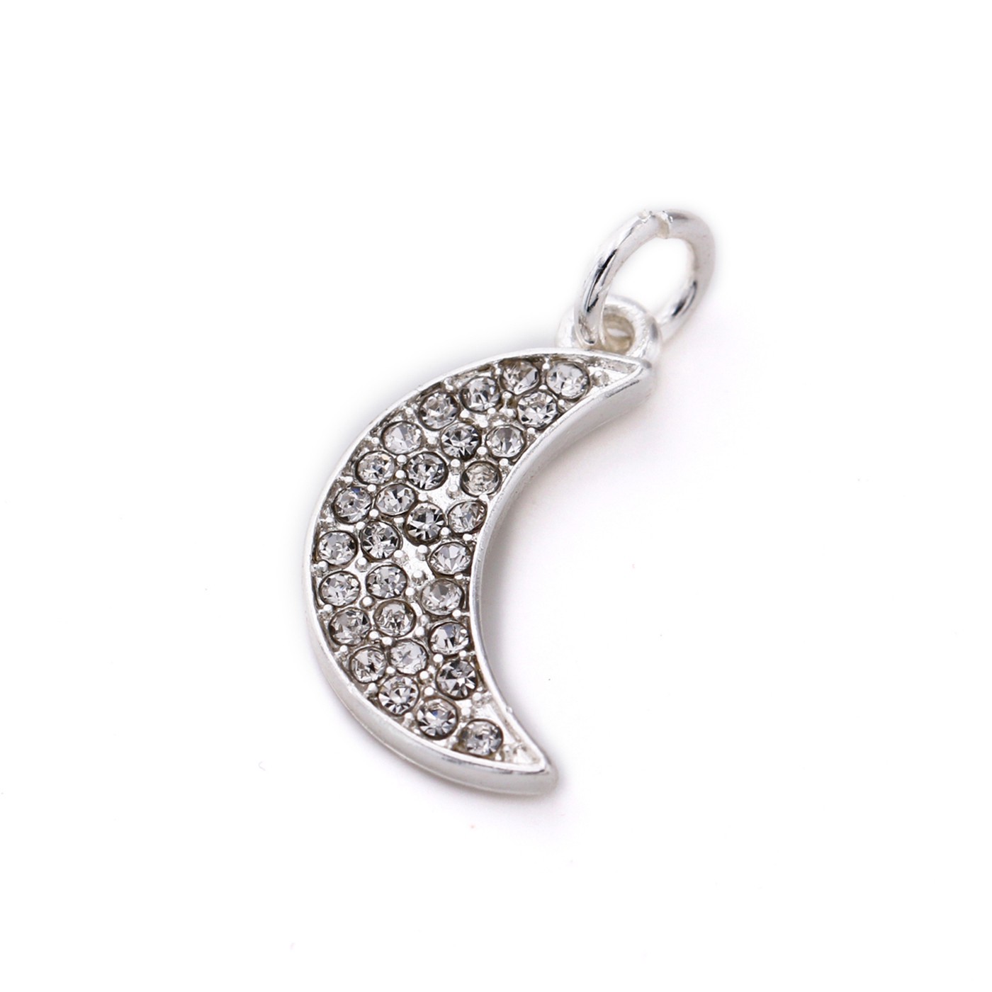 slide 2 of 4, Charmalong Silver Plated Pave Moon Charm By Bead Landing, 0.75 in x 0.6 in x 0.25 in