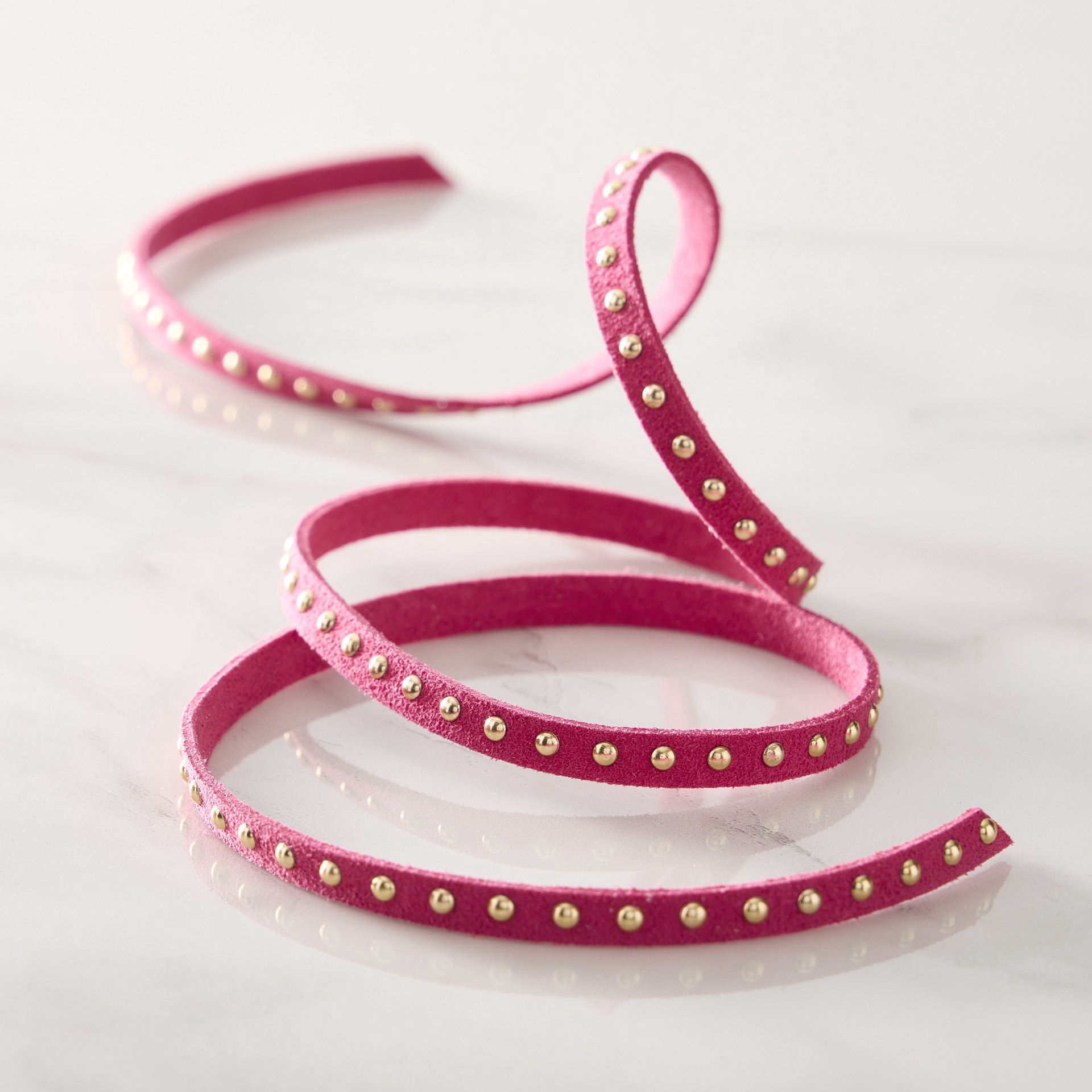 slide 2 of 2, 1/4" X 3yd. Pink & Gold Dotted Ribbon By Celebrate It Classic, 1/4 in x 3 yd