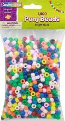 Creativity Street Bright Hues Pony Beads, 1000 ea