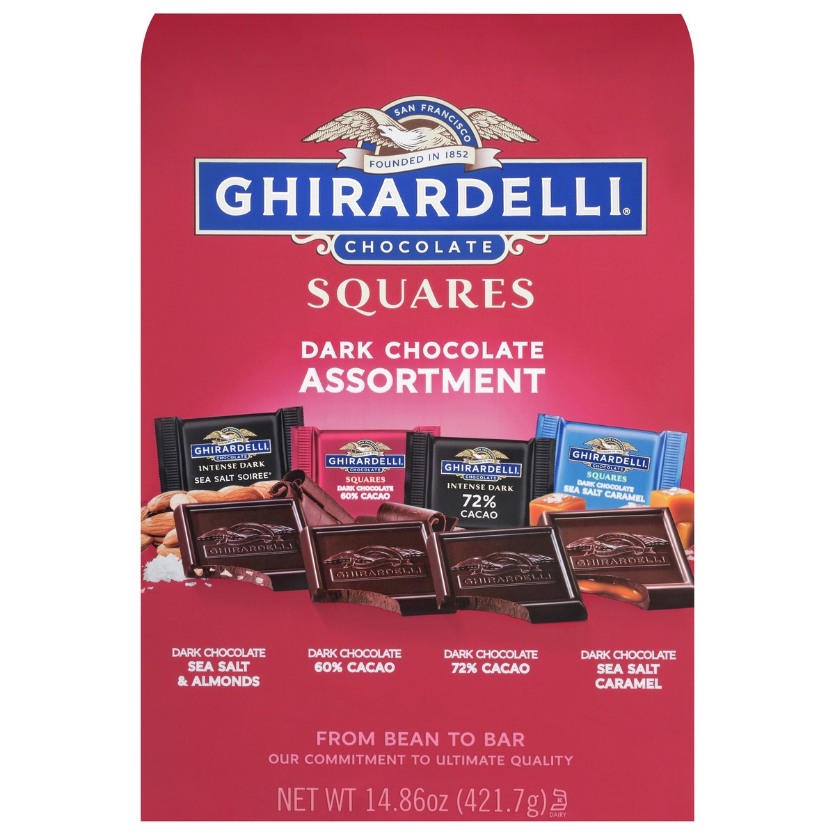 slide 1 of 1, GHIRARDELLI Dark Chocolate Squares Assortment, 14.86 oz Bag, 