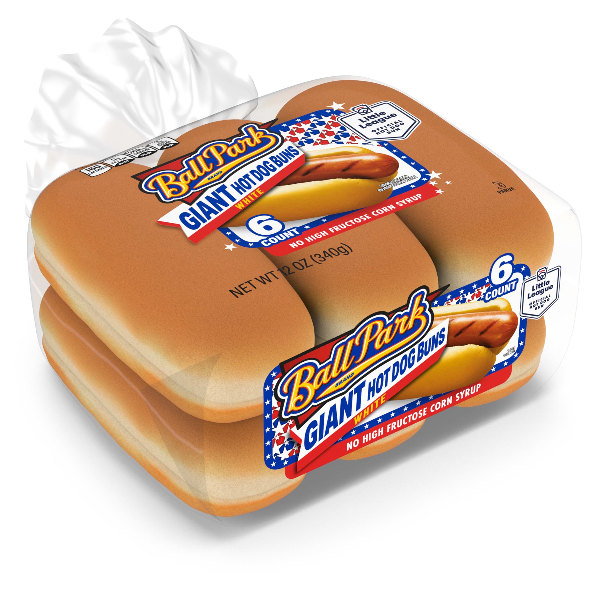 slide 6 of 8, Ball Park White Giant Hot Dog Buns, 6 count, Hot Dog Buns, 12 oz Bag, 6 ct