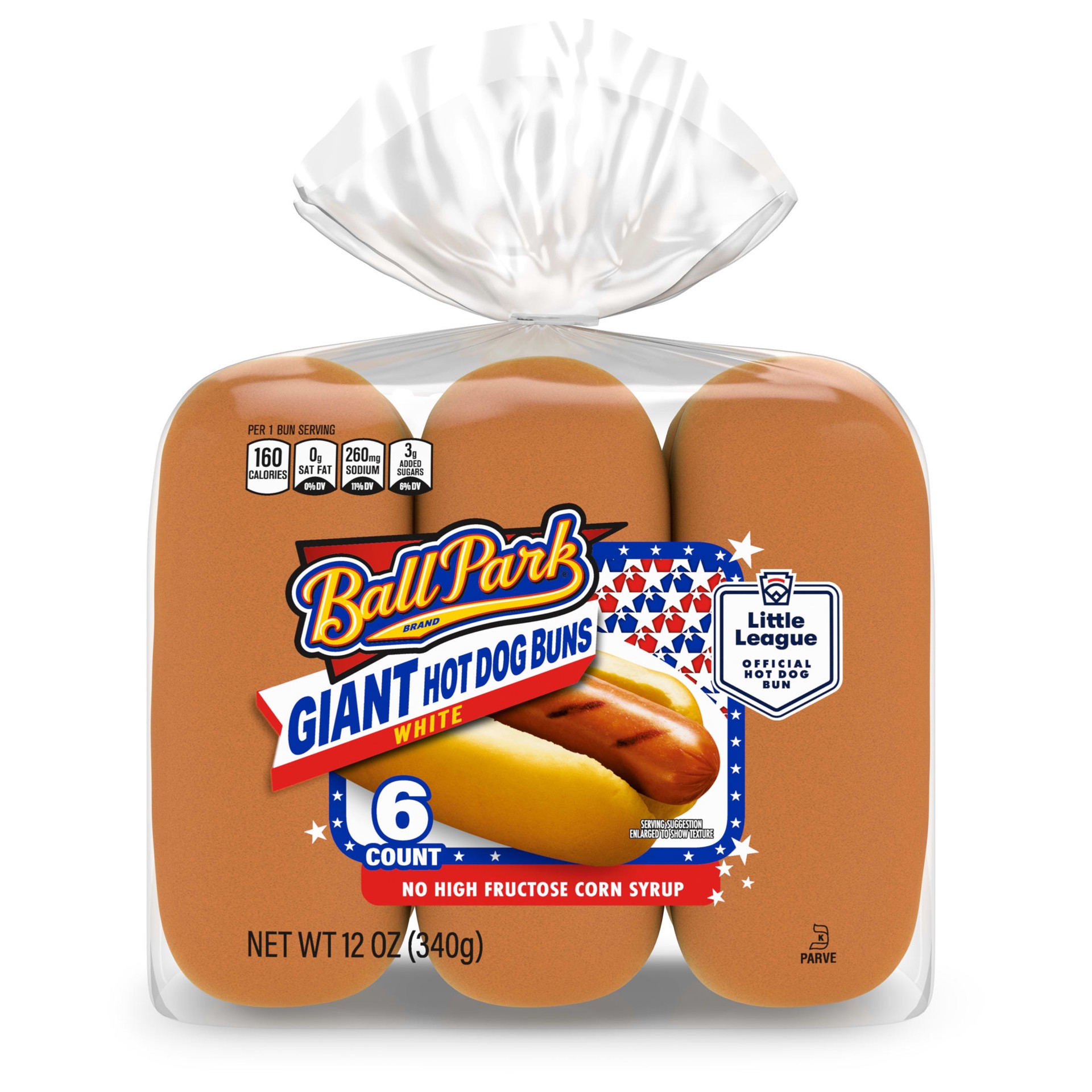 slide 3 of 8, Ball Park White Giant Hot Dog Buns, 6 count, Hot Dog Buns, 12 oz Bag, 6 ct
