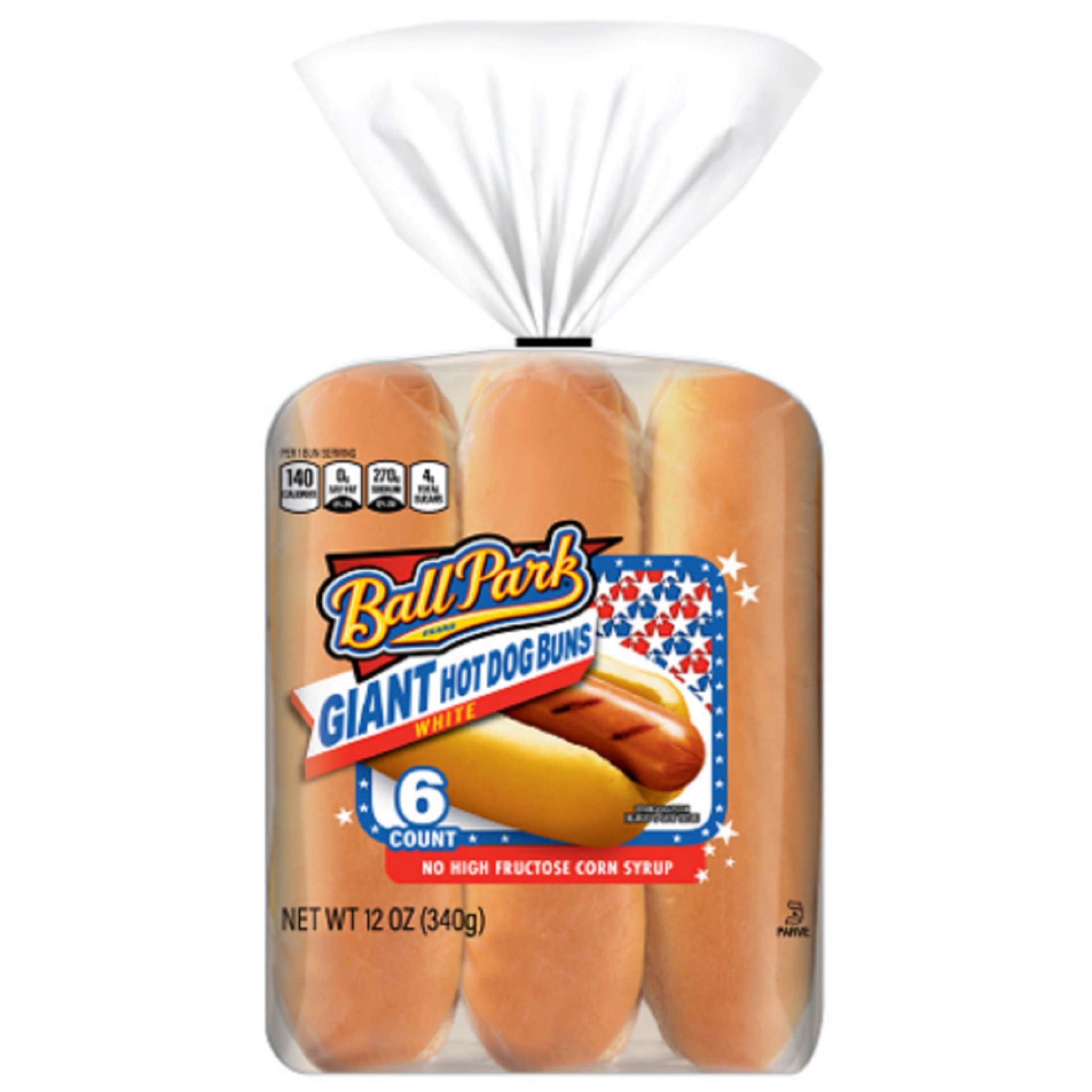 slide 8 of 8, Ball Park White Giant Hot Dog Buns, 6 count, Hot Dog Buns, 12 oz Bag, 6 ct