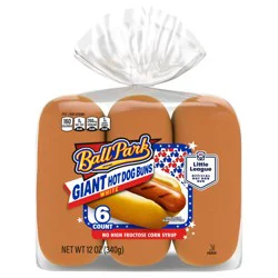 Ball Park White Hot Dog Buns, 6 count, 12 oz