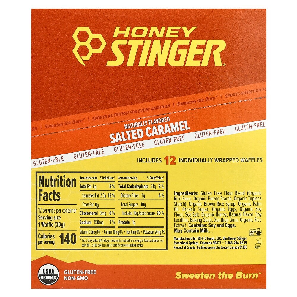 slide 2 of 2, Honey Stinger Gluten Free Salted Caramel Waffles, 12 ct / 1.06 oz