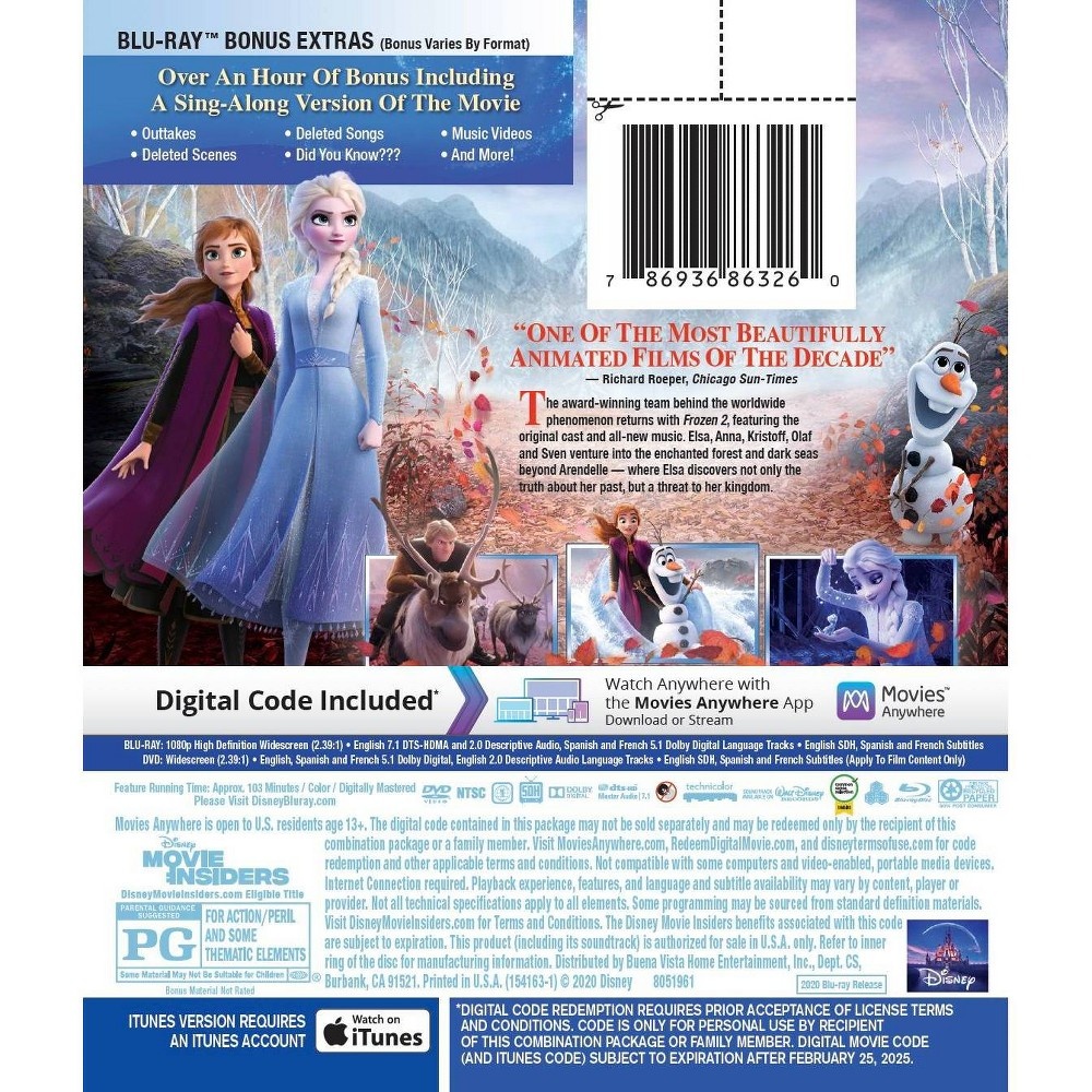 slide 2 of 2, Disney Frozen 2 Blu-Ray DVD Digital Code, 1 ct