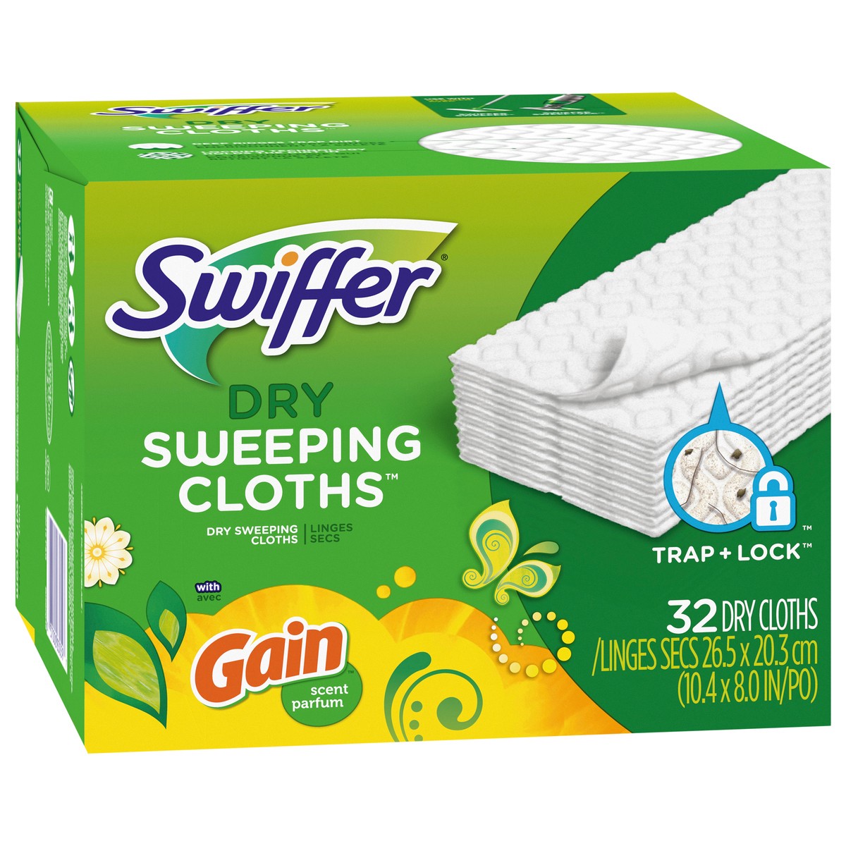 slide 2 of 4, Swiffer Sweeper Dry Sweeping Cloth Refills, with Gain Scent, 32 count, 32 ct