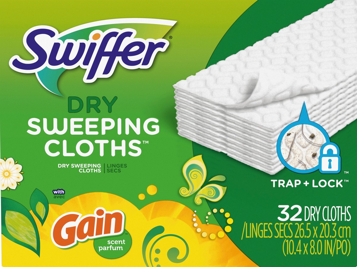 slide 4 of 4, Swiffer Sweeper Dry Sweeping Cloth Refills, with Gain Scent, 32 count, 32 ct