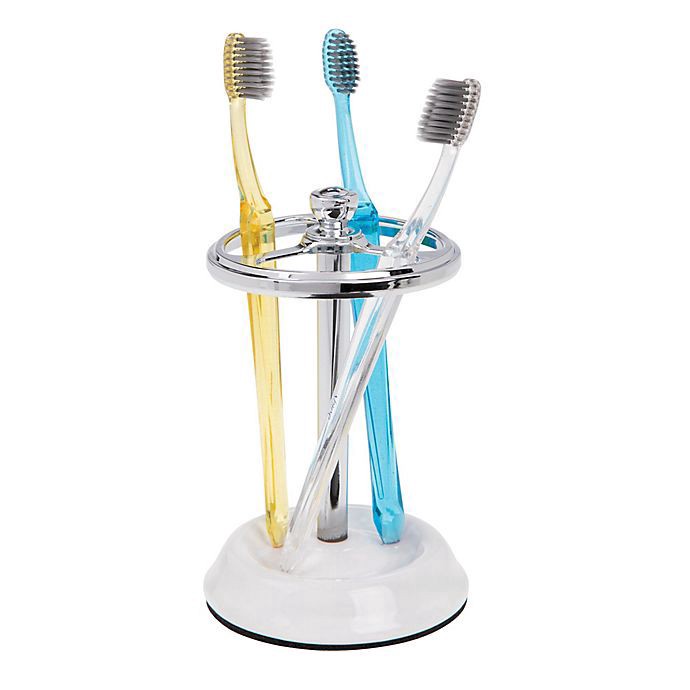 slide 2 of 3, InterDesign iDesign Toothbrush Stand, White/Chrome, 1 ct