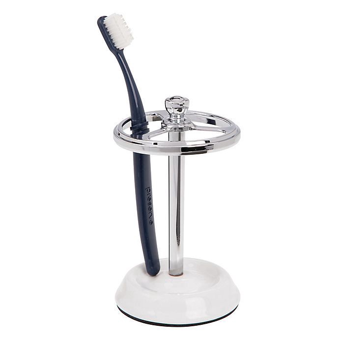slide 3 of 3, InterDesign iDesign Toothbrush Stand, White/Chrome, 1 ct