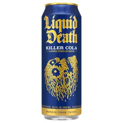 Liquid Death Killer Cola Soda-Flavored Sparkling Water, 19.2 fl oz King Size Can