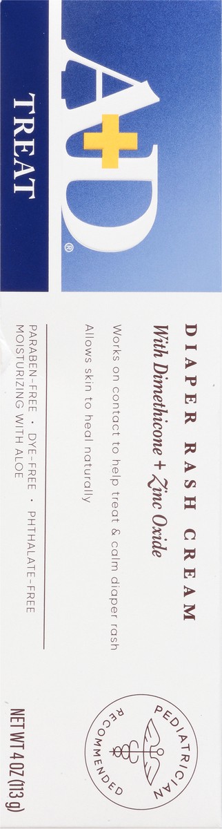 slide 11 of 13, A+D Treat Diaper Rash Cream with Dimethicone + Zinc Oxide 4 oz, 4 oz