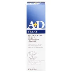 A+D Treat Diaper Rash Cream with Dimethicone + Zinc Oxide 4 oz