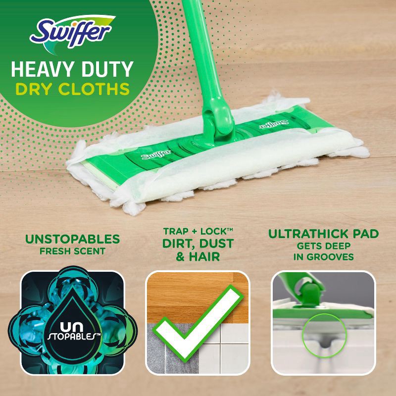 slide 8 of 10, Swiffer Unstopables Fresh Heavy Duty Dry Cloths Refill - 20ct, 20 ct