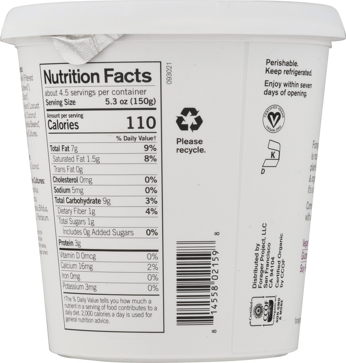 slide 2 of 9, Forager Project Dairy-Free Organic Probiotic Unsweetened Vanilla Bean Cashewmilk Yogurt 24 oz, 24 fl oz