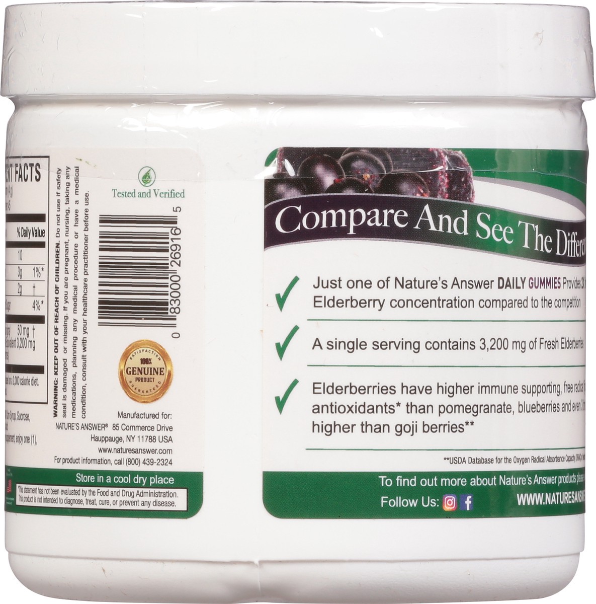 slide 7 of 13, Nature's Answer 2x Strength 3200 mg Sambucus Black Elderberry Daily Gummies 45 ea, 45 ct
