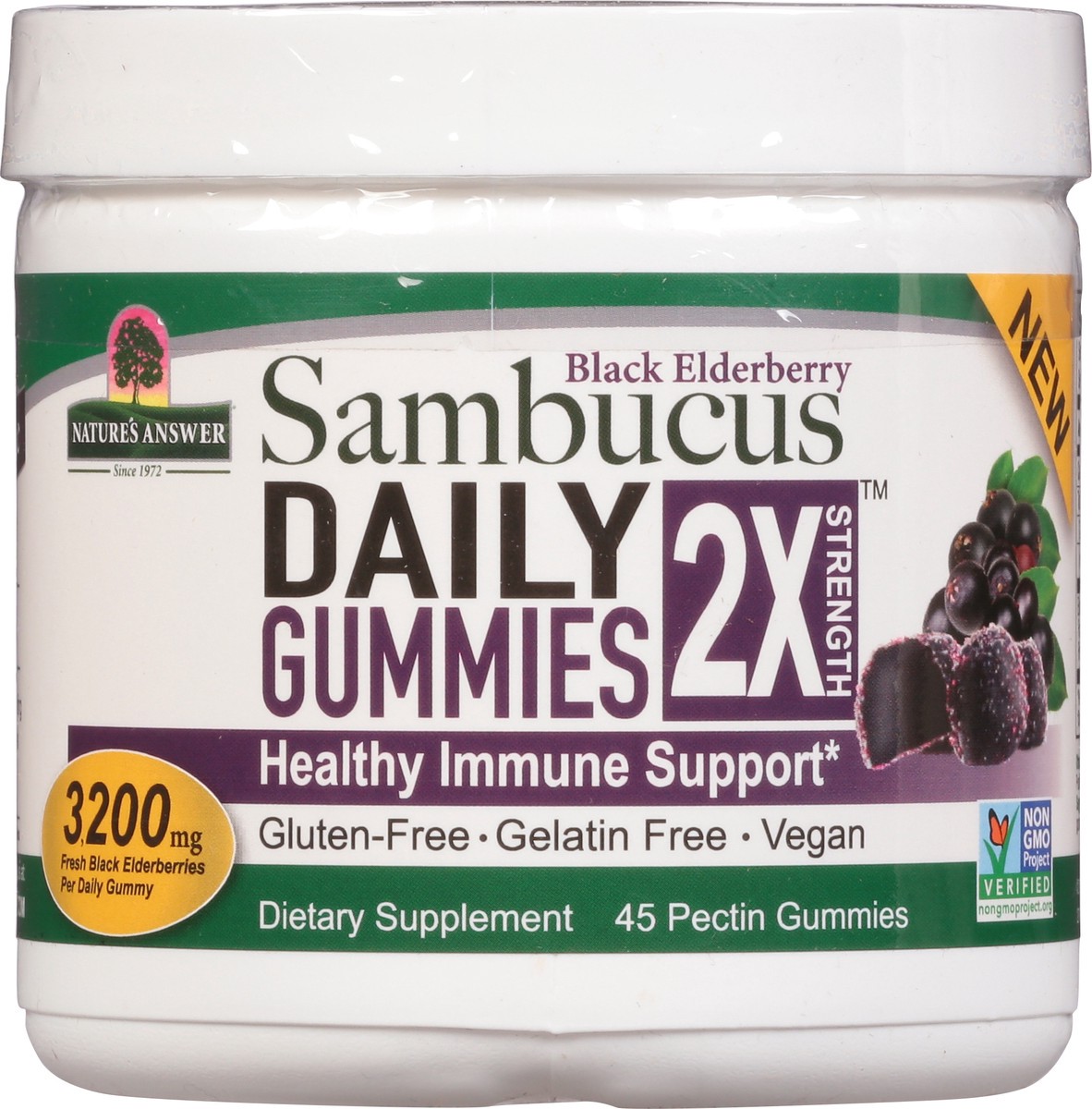 slide 2 of 13, Nature's Answer 2x Strength 3200 mg Sambucus Black Elderberry Daily Gummies 45 ea, 45 ct