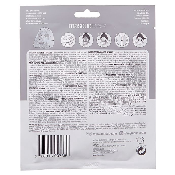 slide 2 of 3, Masque Bar masqueBAR Sheet Mask - Grey Clay, 1 ct