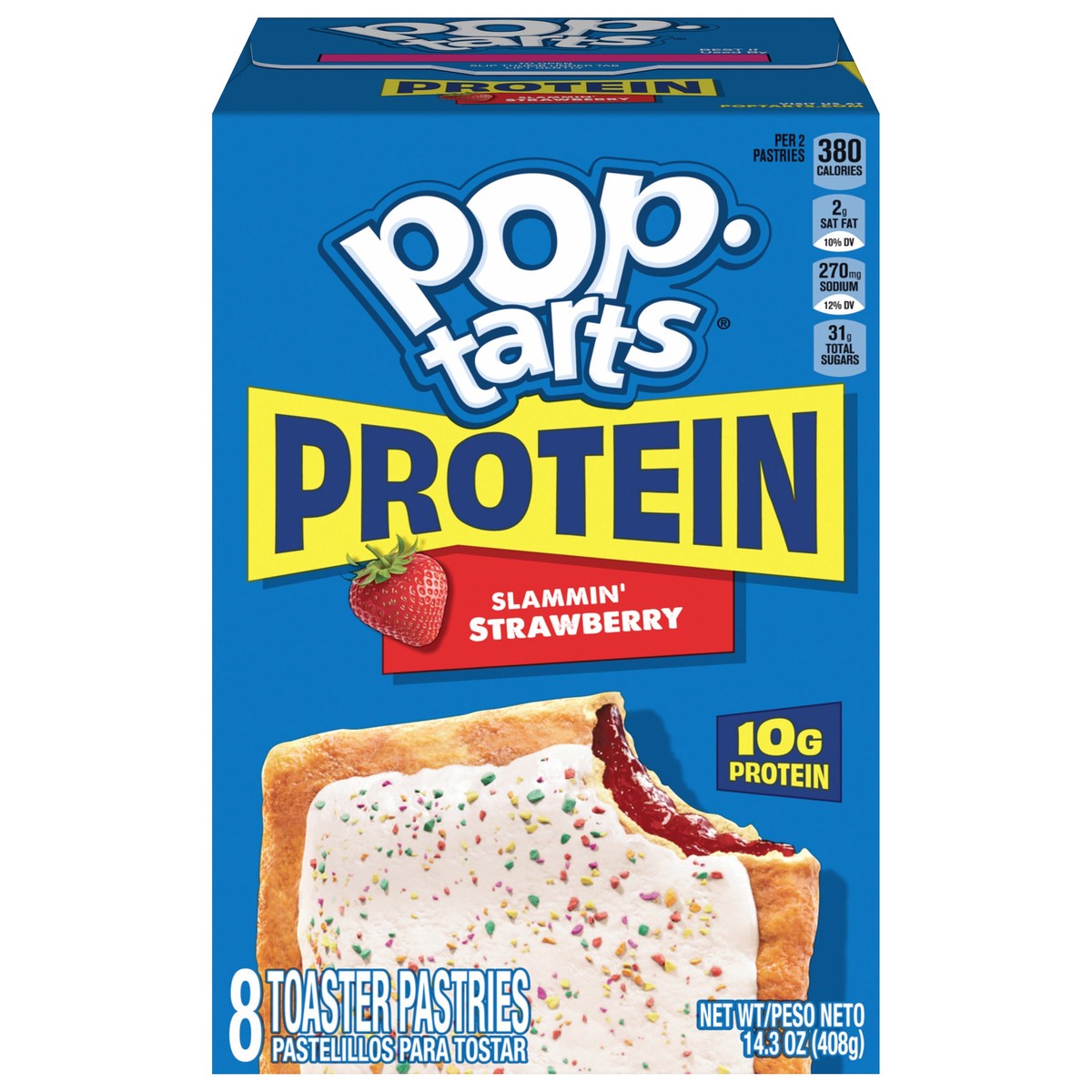 slide 1 of 2, Pop-Tarts Strawberry Protein 14.3oz, 8 ct