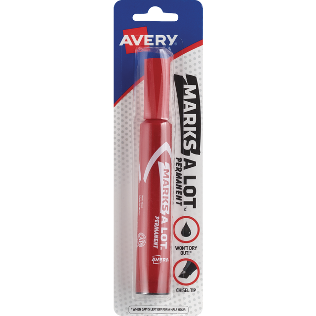 slide 1 of 1, Marks-A-Lot Permanent Marker, Chisel Point, Red, 1 ct