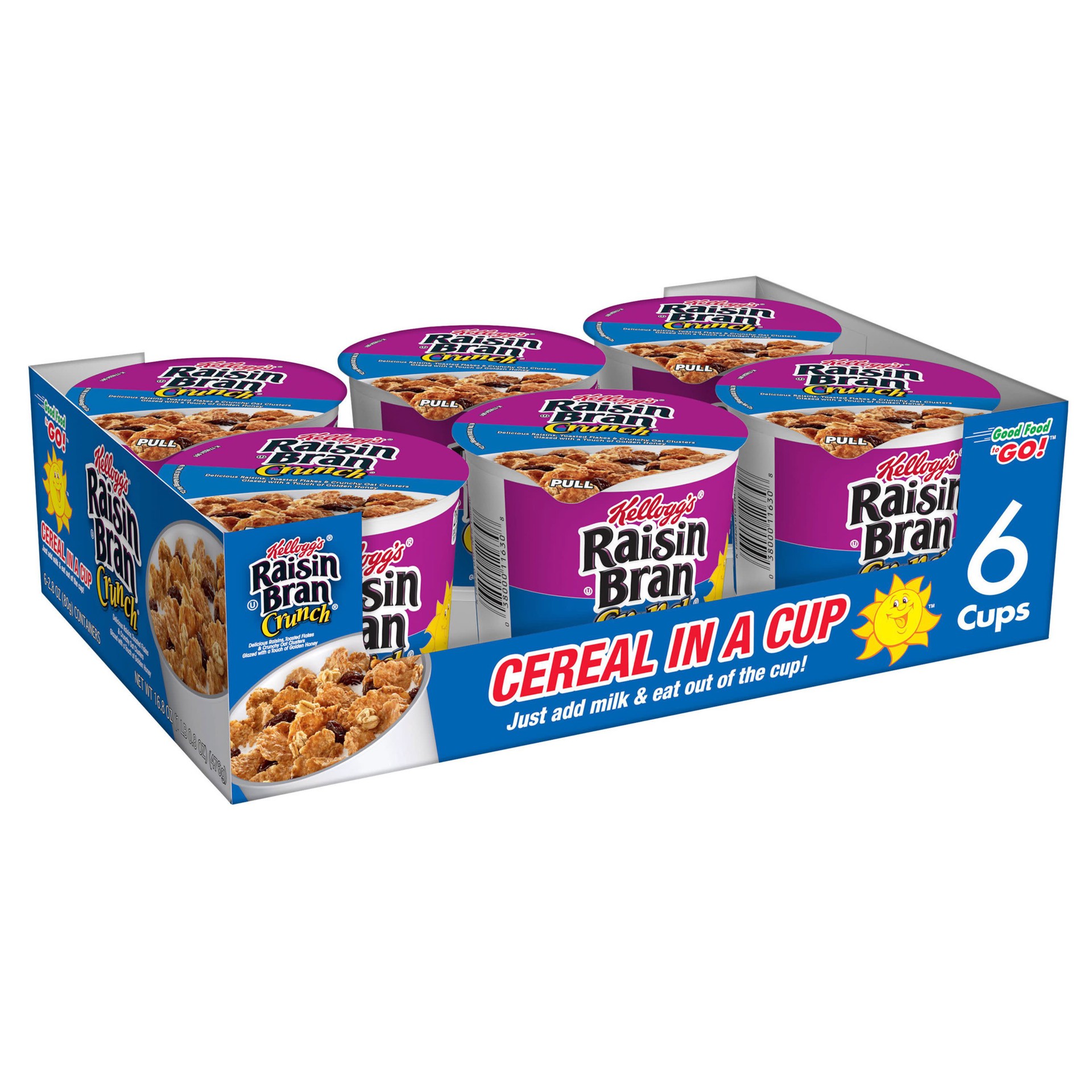 slide 1 of 7, Raisin Bran Kellogg's Raisin Bran Crunch Cold Breakfast Cereal, Original, 16.8 oz, 6 Count, 16.8 oz