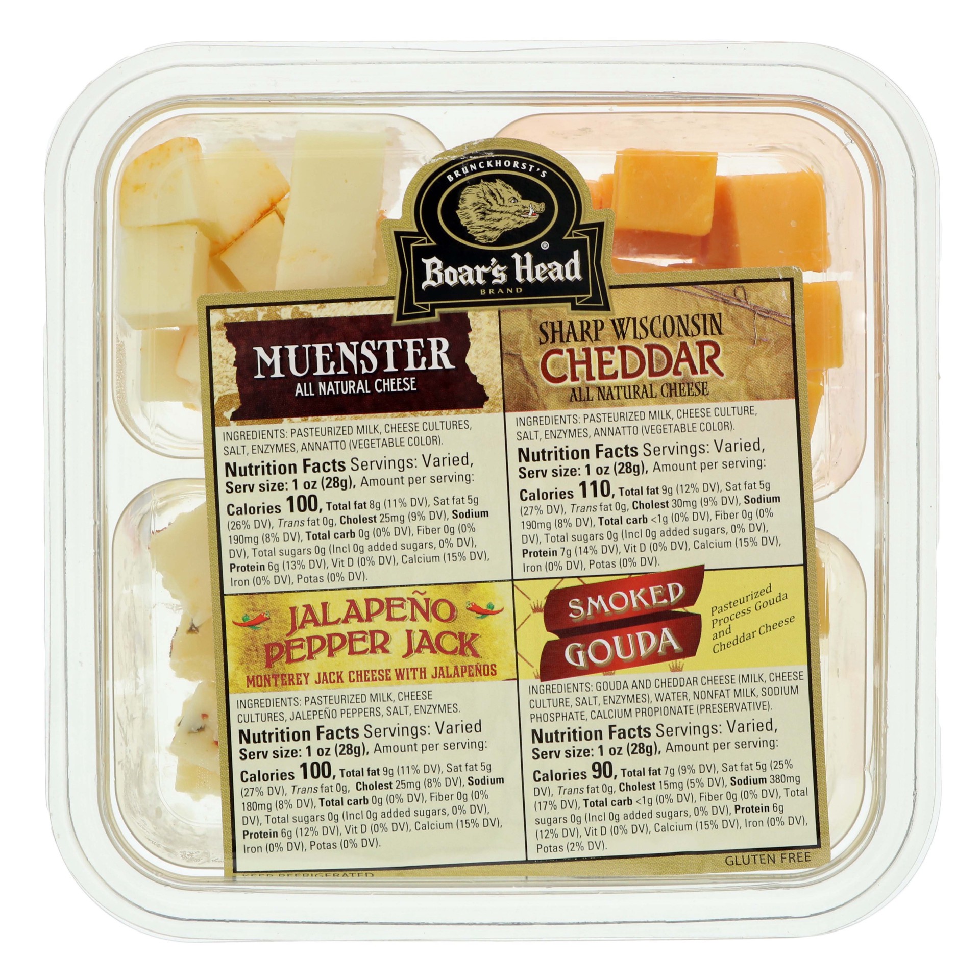 slide 1 of 1, Boar's Head Four Variety Cheese Cubes, per lb