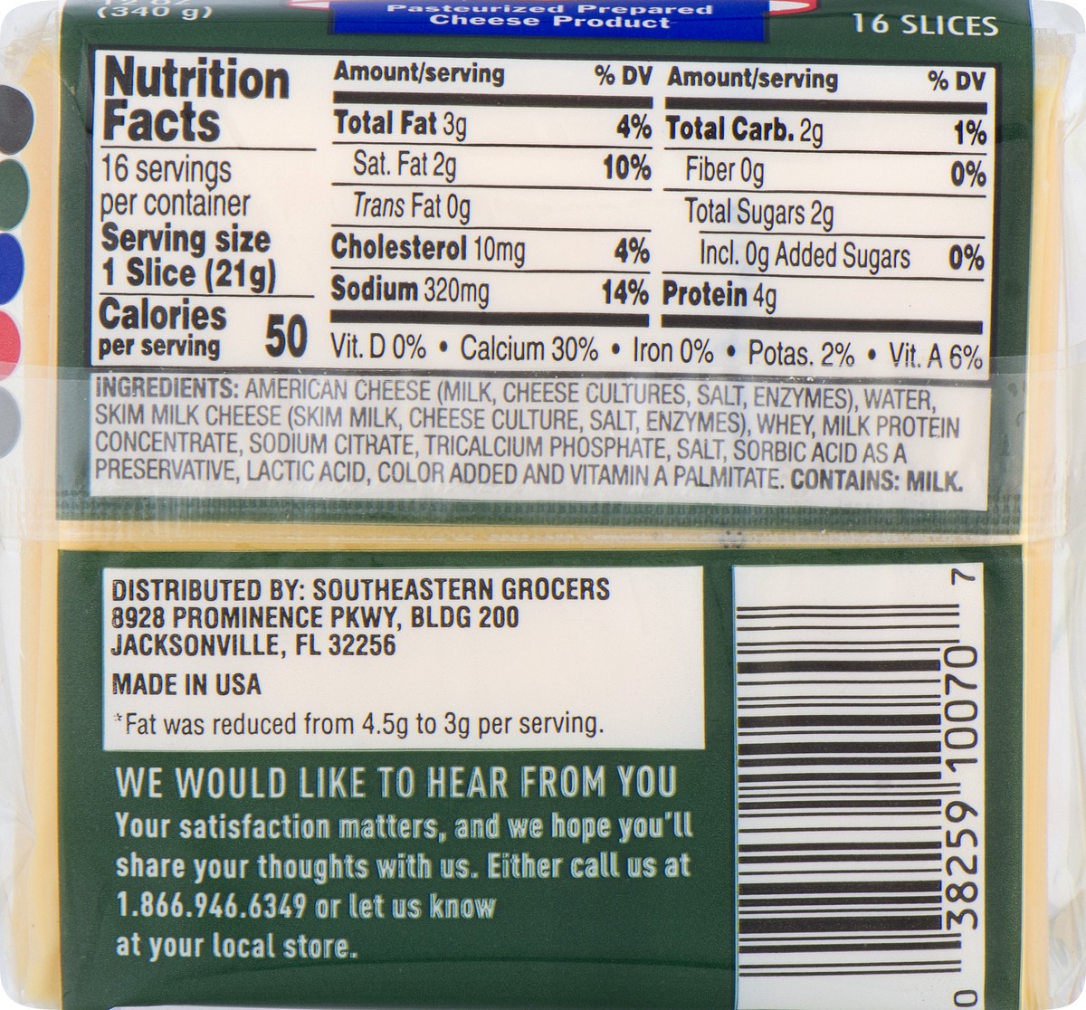 slide 2 of 10, SE Grocers Singles Reduced Fat American, 16 ct; 12 oz