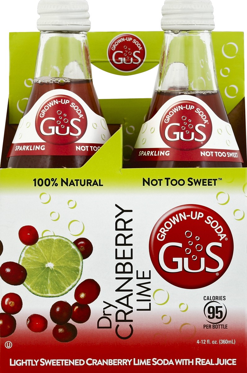 slide 2 of 4, Gus Dry Cranberry & Lime - 4 ct; 12 fl oz, 4 ct; 12 fl oz