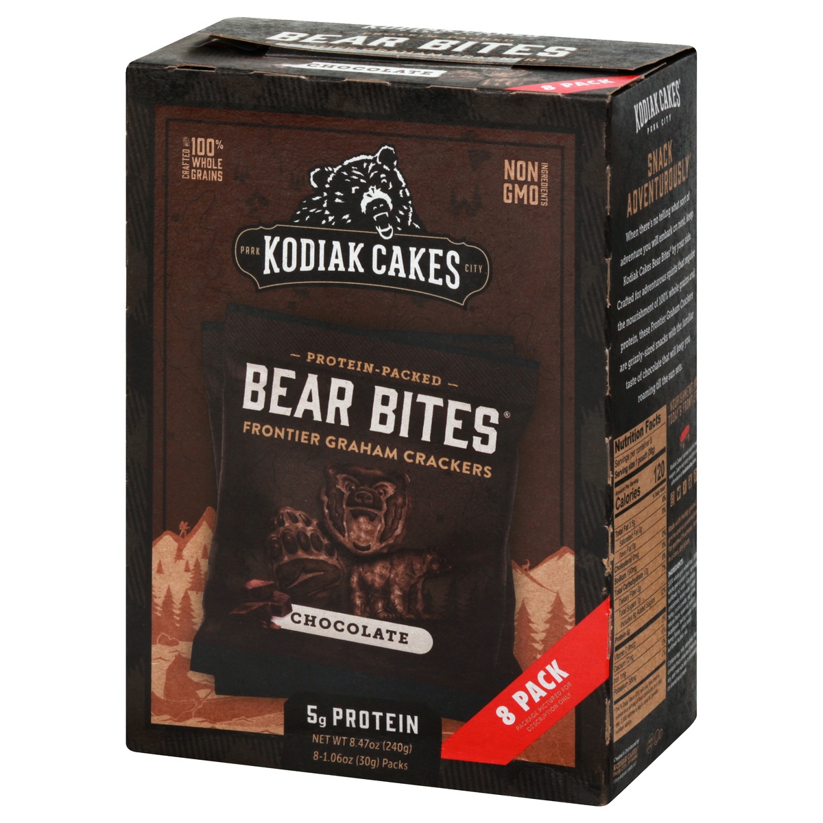 slide 3 of 10, Kodiak Cakes Bear Bites Chocolate Graham Crackers, 8.47 oz