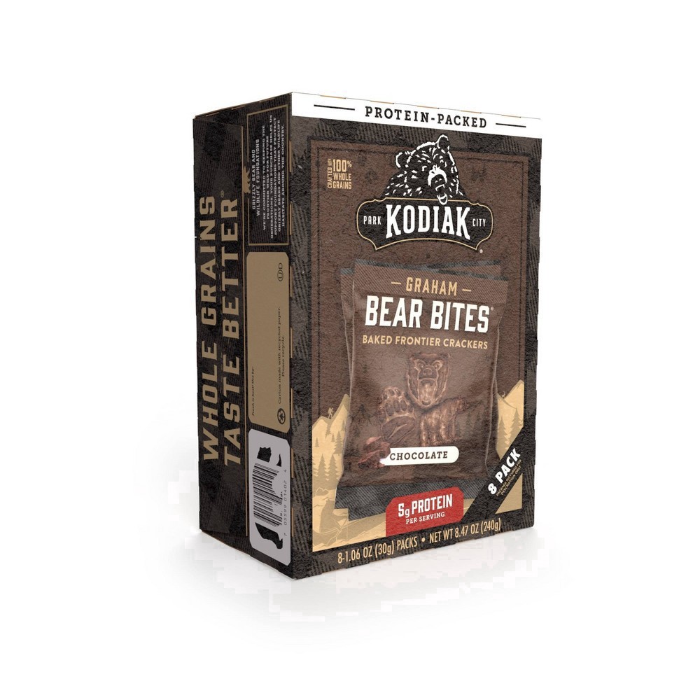 slide 8 of 29, Kodiak Cakes Bear Bites Chocolate Graham Crackers 8 - 1.06 oz Packs, 8 ct