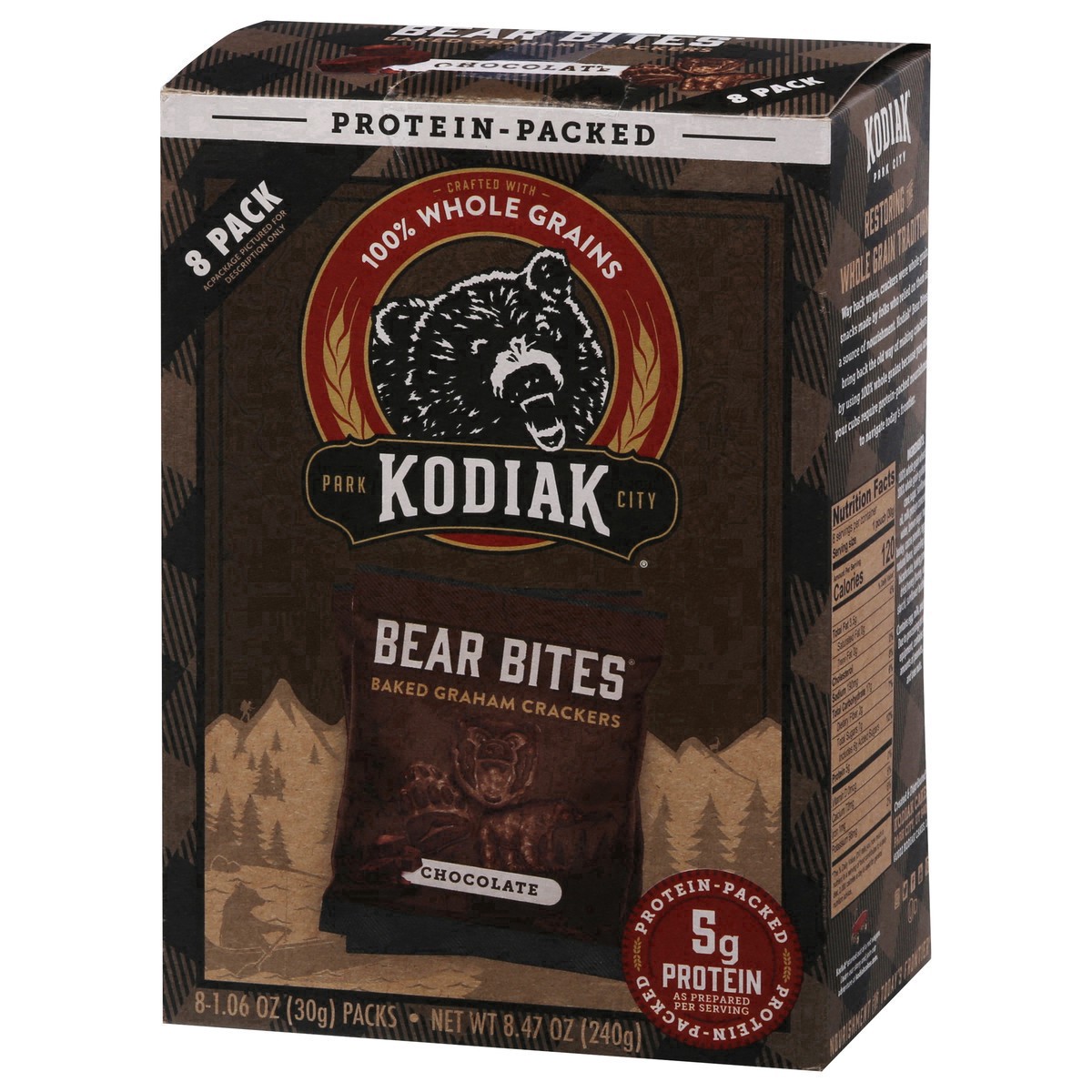 slide 12 of 29, Kodiak Cakes Bear Bites Chocolate Graham Crackers 8 - 1.06 oz Packs, 8 ct