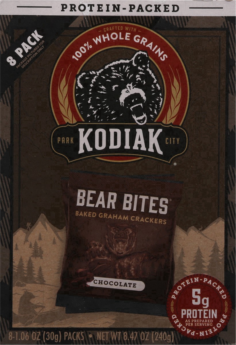 slide 27 of 29, Kodiak Cakes Bear Bites Chocolate Graham Crackers 8 - 1.06 oz Packs, 8 ct