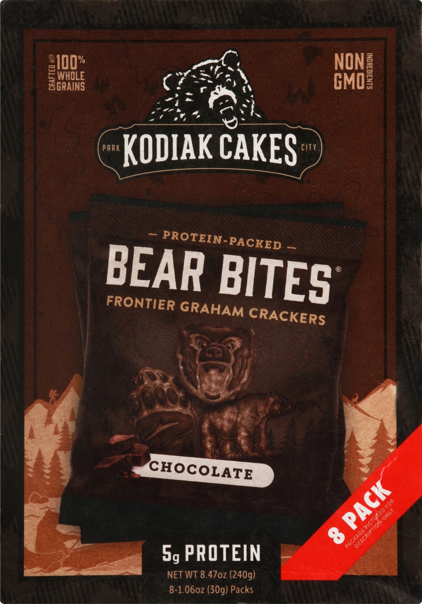 slide 9 of 10, Kodiak Cakes Bear Bites Chocolate Graham Crackers, 8.47 oz