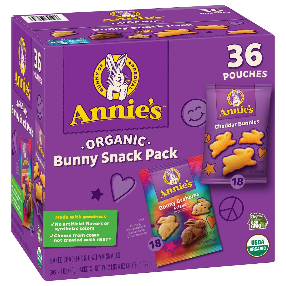 slide 10 of 11, Annie's Organic Bunny Snack Pack, 36 oz., 36 Pouches, 36 ct