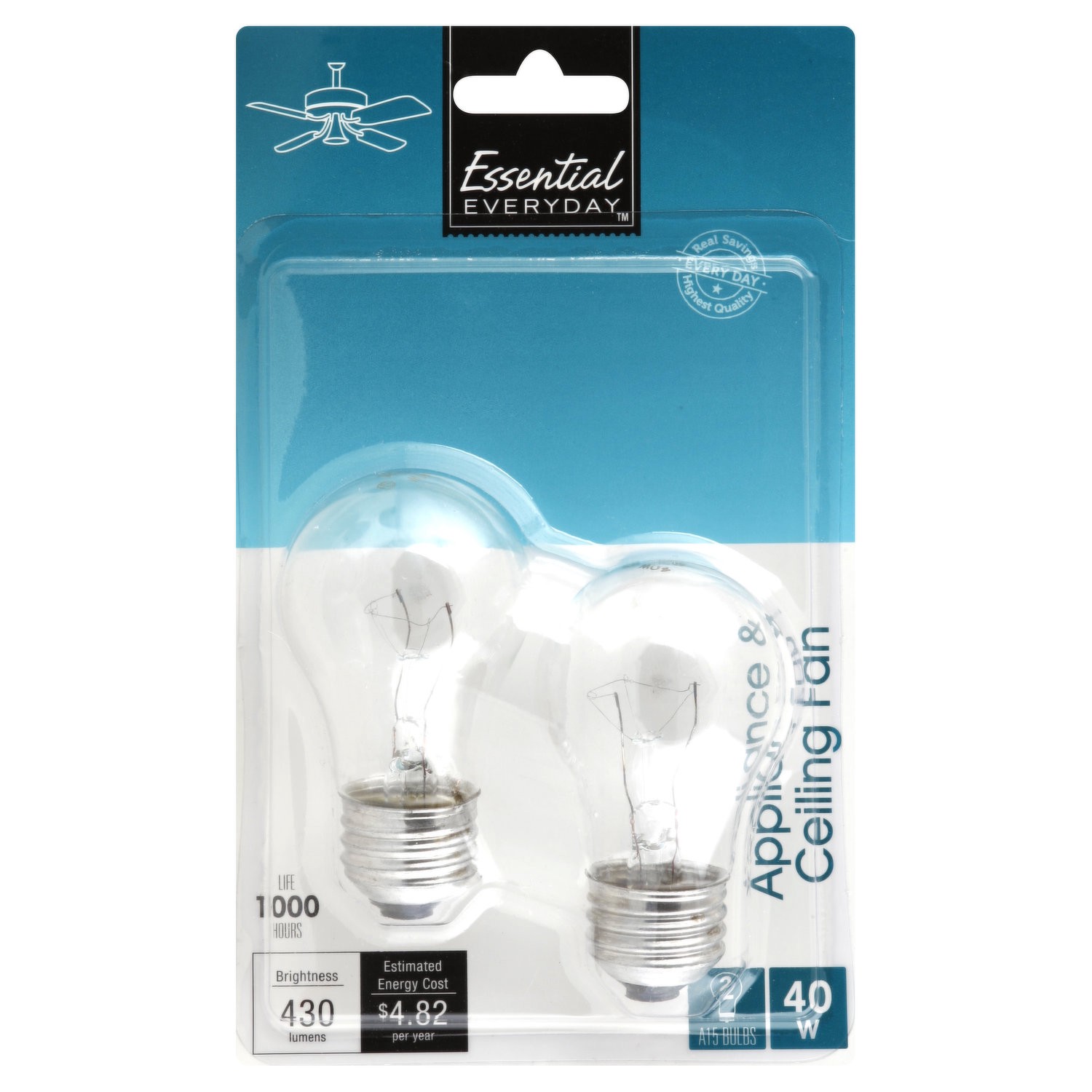 slide 1 of 2, Essential Everyday 40 Watt Appliance & Ceiling Fan Light Bulbs, 2 ct