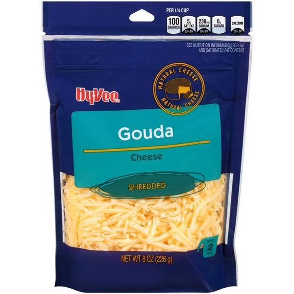 slide 1 of 1, Hy-vee Gouda Shredded Cheese, 8 oz