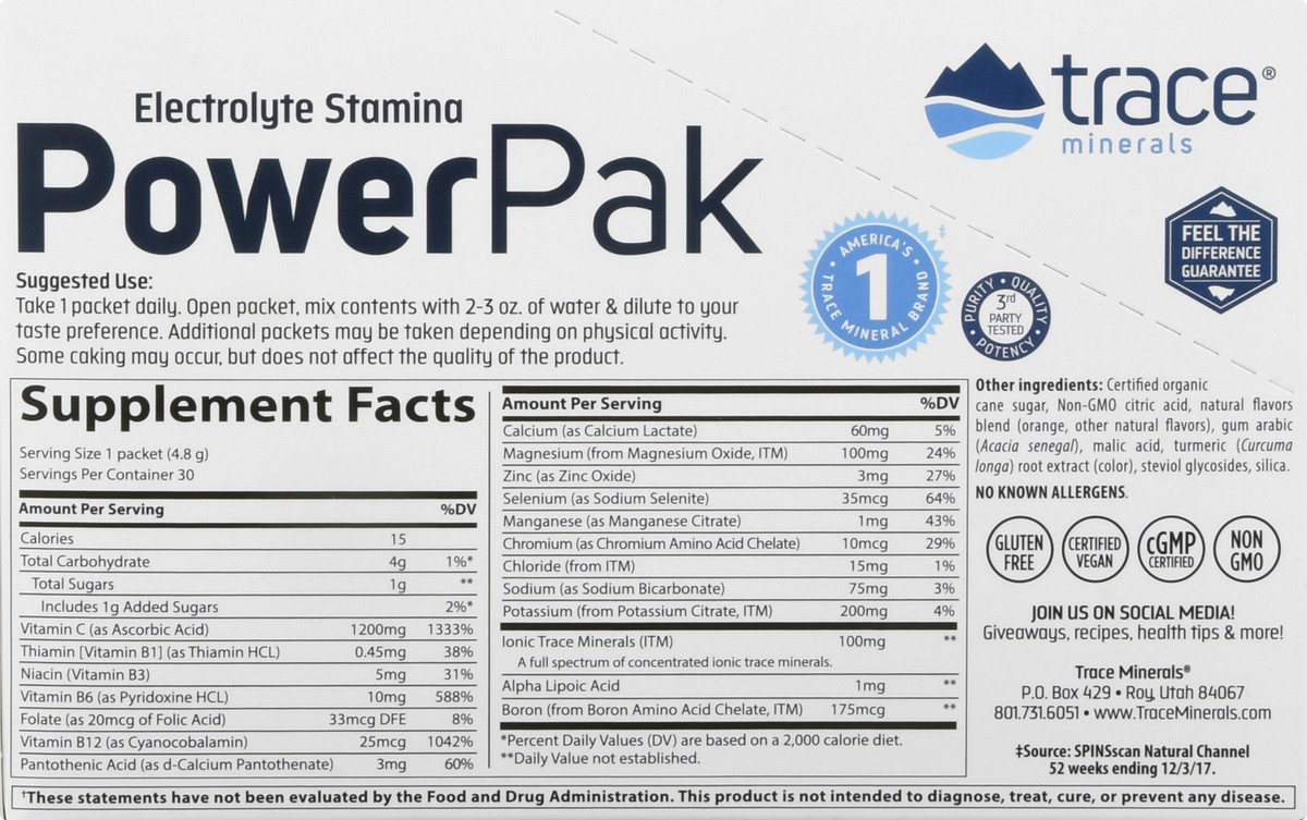 slide 7 of 13, Trace Power Pak Effervescent Orange Blast Electrolyte Stamina - 30 ct, 30 ct