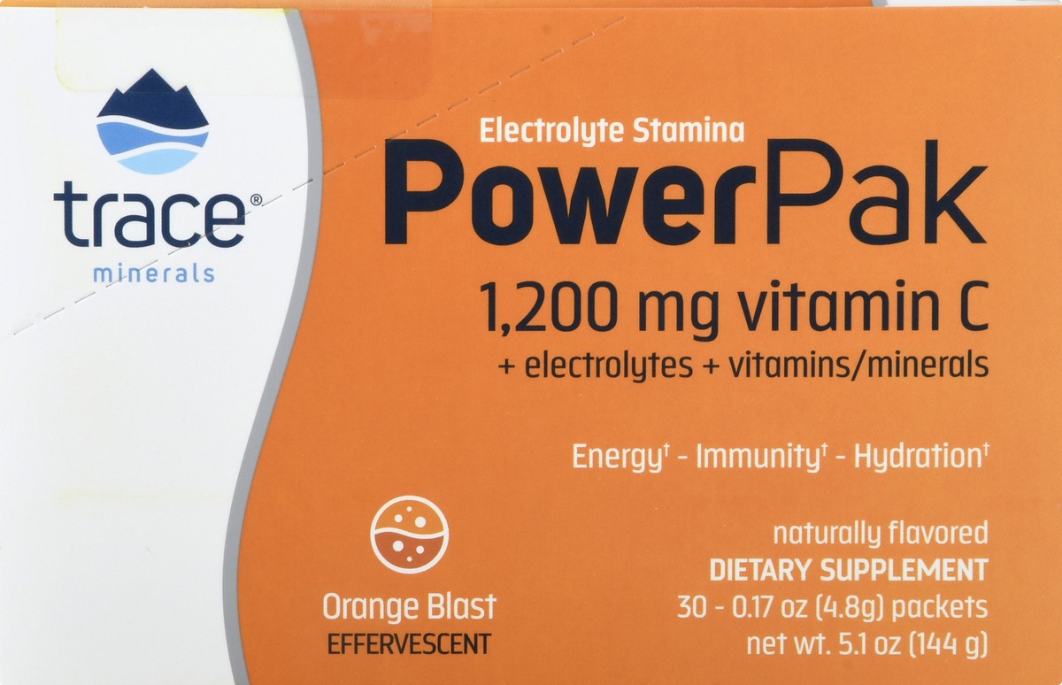 slide 4 of 13, Trace Power Pak Effervescent Orange Blast Electrolyte Stamina - 30 ct, 30 ct