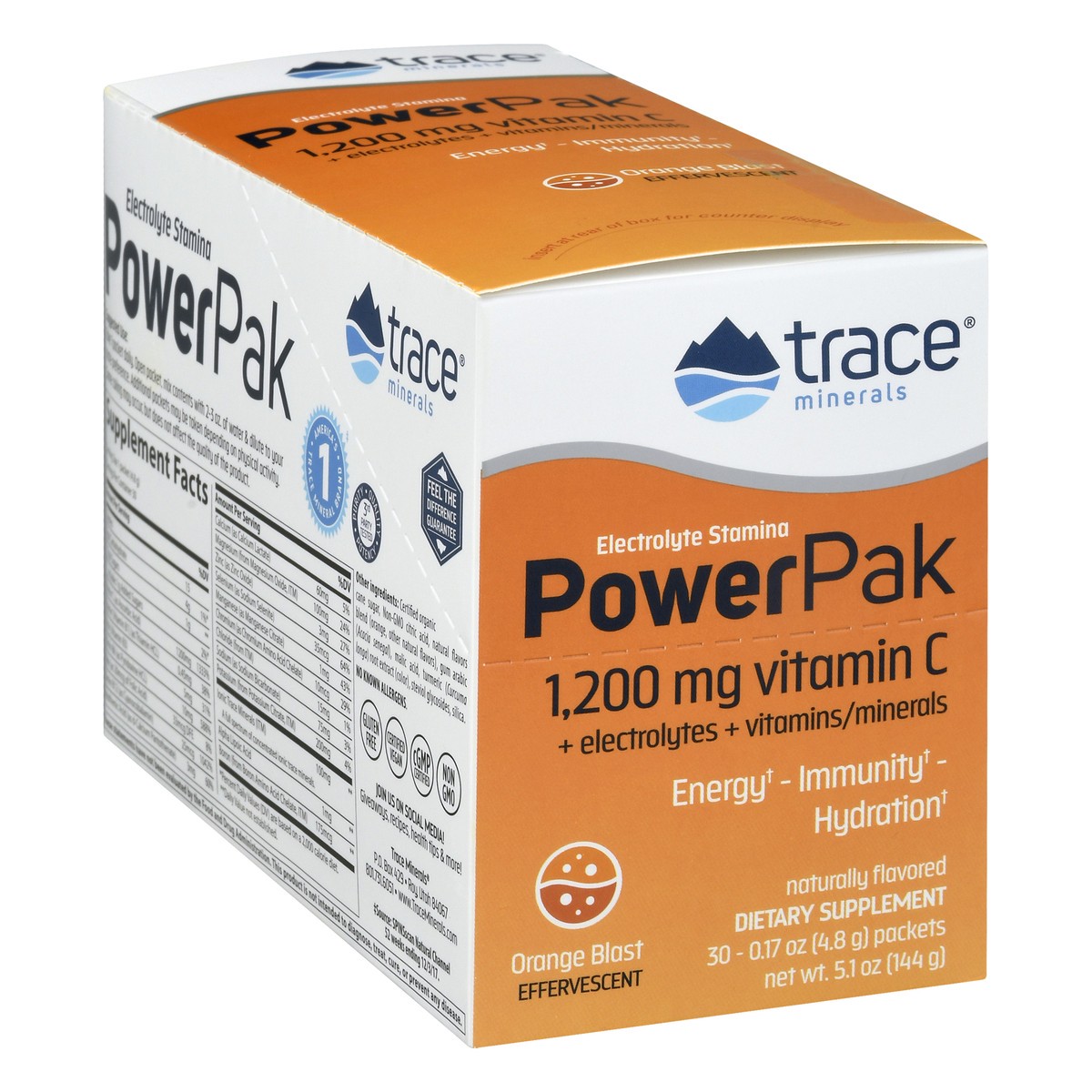 slide 8 of 13, Trace Power Pak Effervescent Orange Blast Electrolyte Stamina - 30 ct, 30 ct