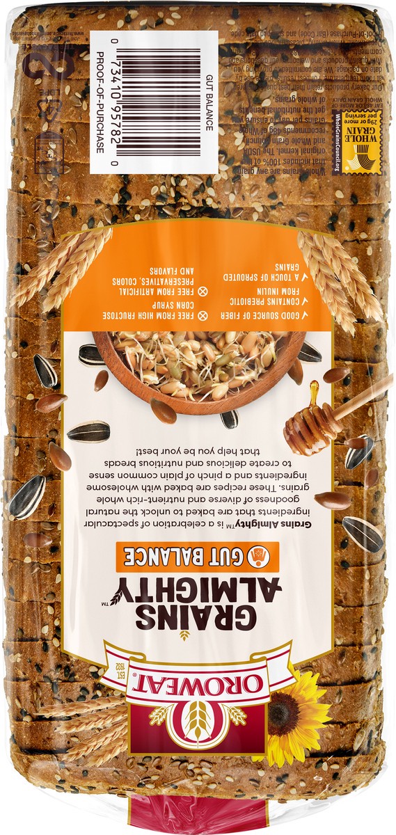slide 7 of 11, Oroweat Grains Almighty Gut Balance Bread, 20 oz, 567 g