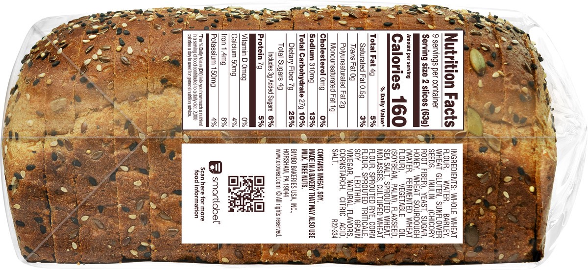 slide 6 of 11, Oroweat Grains Almighty Gut Balance Bread, 20 oz, 567 g