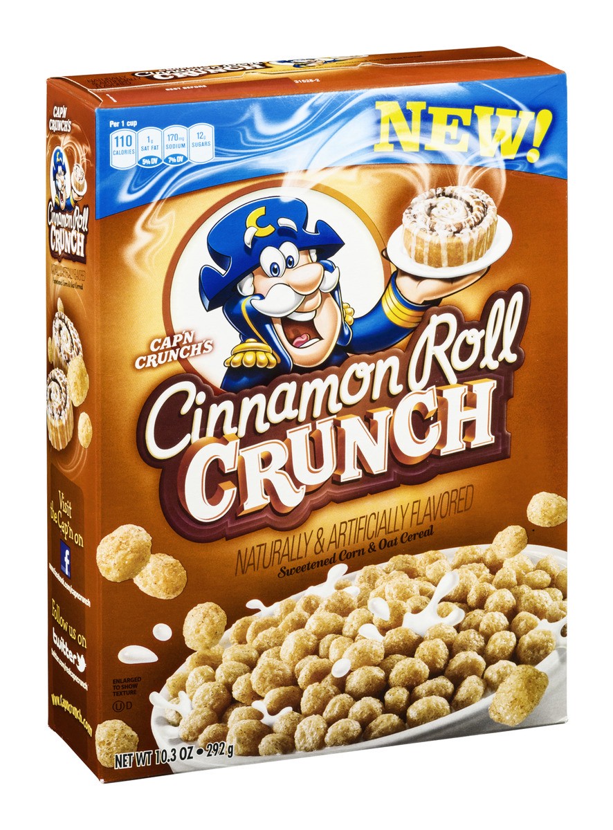 slide 2 of 9, Cap'n Crunch's Cinnamon Roll Crunch Flavored Sweetened Corn & Oat Cereal 10.3Oz Paper Box, 10.3 oz