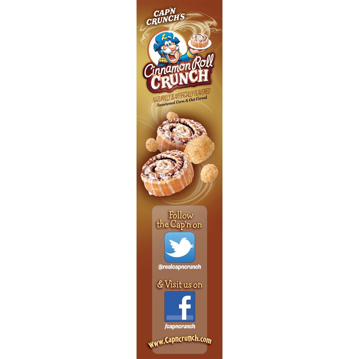 slide 6 of 9, Cap'n Crunch's Cinnamon Roll Crunch Flavored Sweetened Corn & Oat Cereal 10.3Oz Paper Box, 10.3 oz