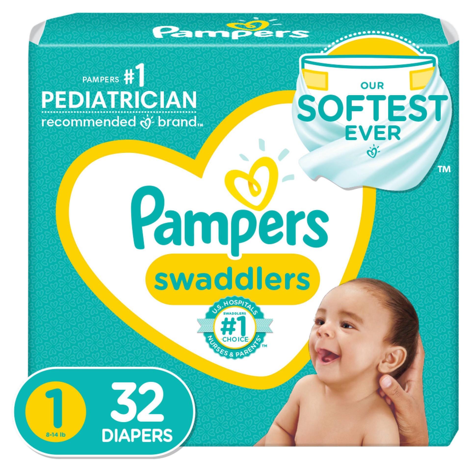 Pampers Swaddlers Newborn Diapers Size 1 - 32 ct