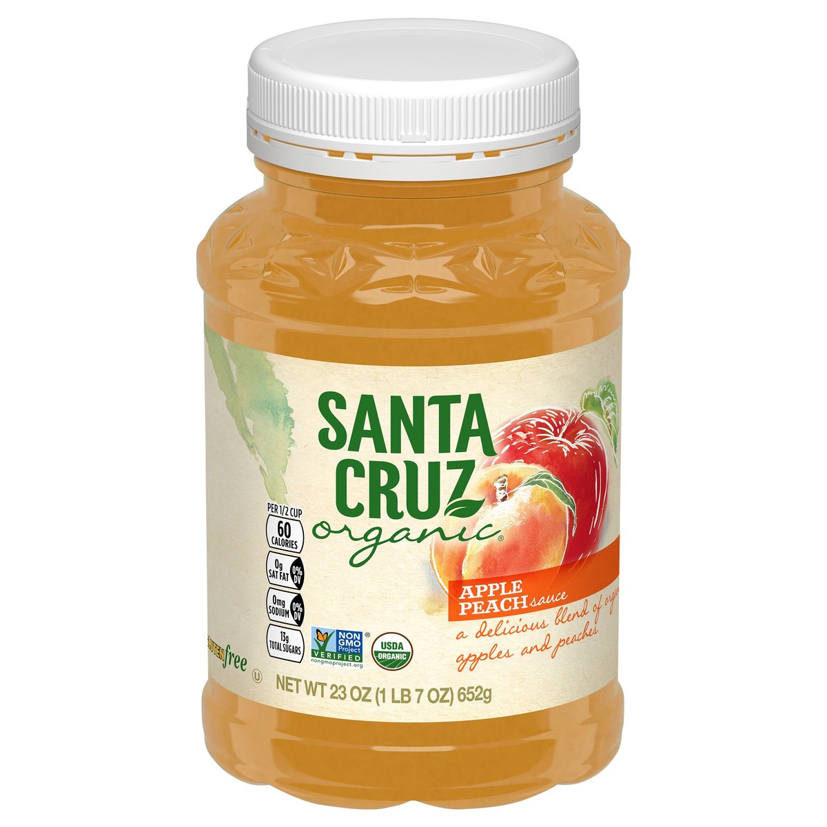 slide 1 of 1, Santa Cruz Organic Apple Peach Sauce, 23 Ounce, 23 oz