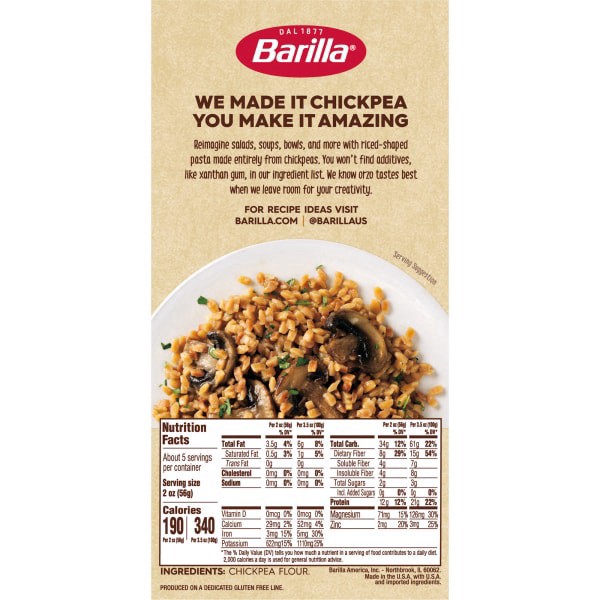 slide 9 of 25, Barilla Chickpea Orzo 10 oz, 10 oz