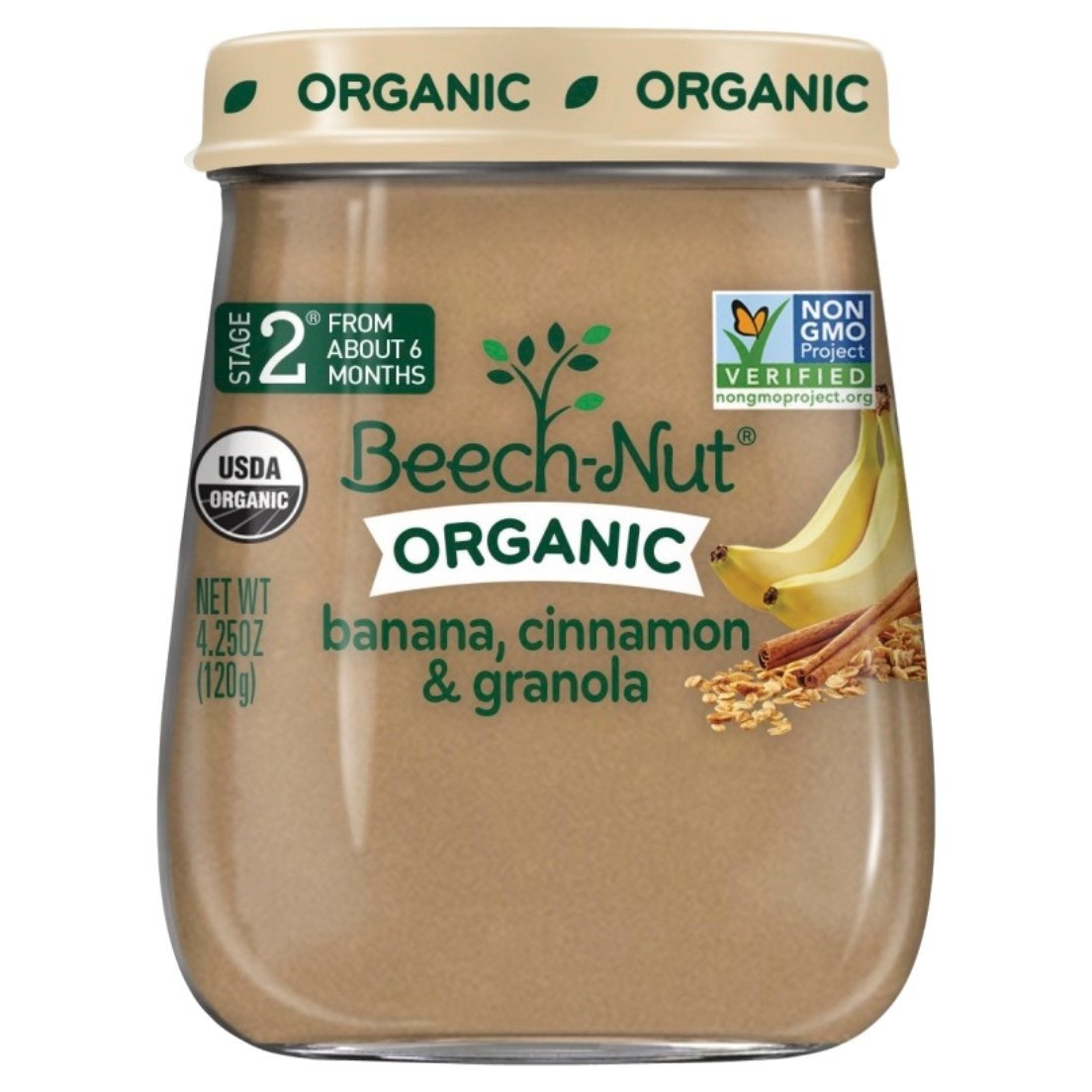 slide 1 of 1, Beech-Nut Organic Stage 2 Banana, Cinnamon & Granola, 4.25 oz